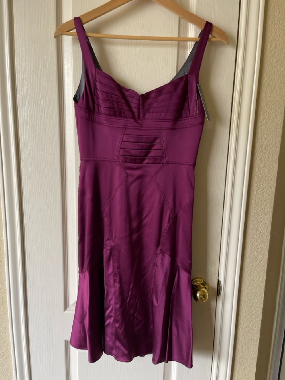 Zac Posen NWT Satin Fit & Flare Dress | Plum | Size Small | Designer - Picture 2 of 3